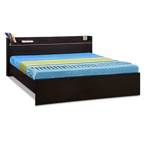 Image of DELITE KOM Plum Engineered Wood Queen Without Box Bed (Finish Color Flowery Wenge Delivery Condition Knockdown)