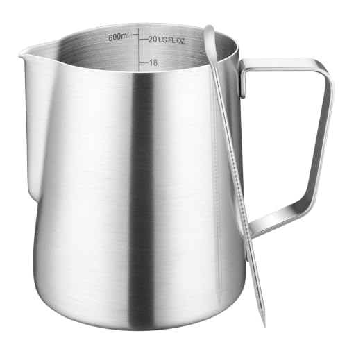 Image of Amrules Milk Frothing Pitcher 20oz Frother Cup Barista Tools, Frosted