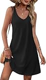 ETCYY NEW Womens Summer Dresses Loose V Neck Sleeveless Sundresses Beach Swimsuit Coverup Dress with Pockets Black