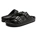 FUNKYMONKEY Women's Comfort Slides, Adjustable Double Buckle with Arch Support EVA Non-Slip Flat Sandals for Vacation & Daily Wear (9 M US-Women, Black)