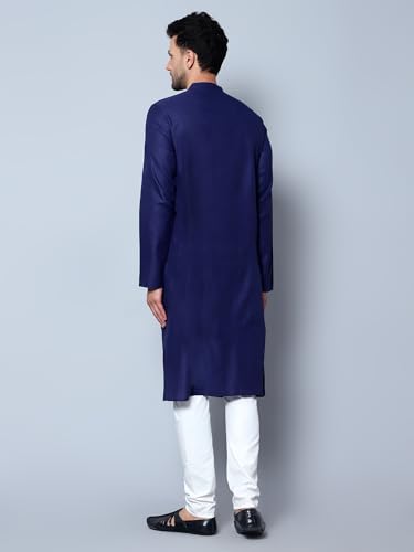 Image of LATEST CHIKAN Men's Cotton Blend Regular Solid Kurta Pyjama Set - Casual Ethnic Set