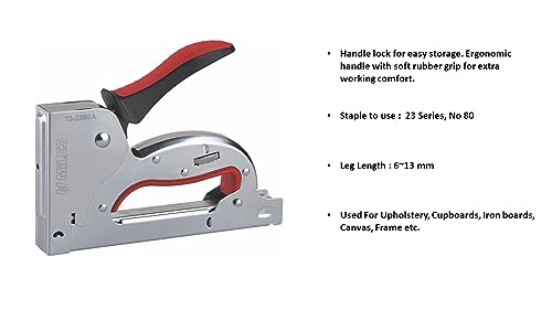 Image of MILES Metal TS-2380A Gun Tracker | 2000 pcs 23 /8 Stainless Steel Staple Pins | Silver body Red handle Color | Combo |Textile | Leather | Canvas | Sofa Car Seat
