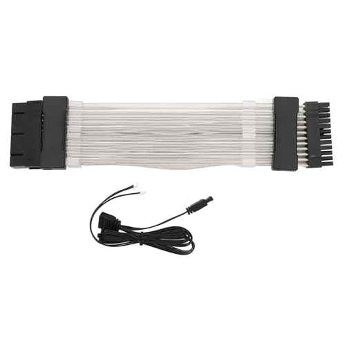 BONKZEBU ARGB PSU Cable de Extensión Dual LED Kit de Efectos de Iluminación de 360 ​​Grados para Caja de Computadora Modding TPE/Plata 9,8" (Negro) - imagen 6