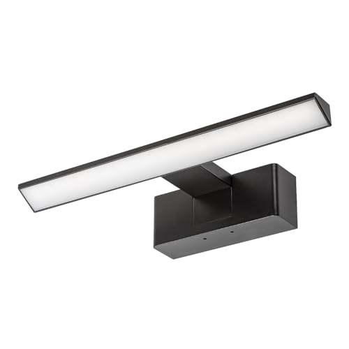 rabalux Loric lámpara de baño LED 6W 4000K IP44 | iluminación sobre el espejo | montaje sobre cristal | moderna barra para el baño, amplio ángulo de iluminación de 115° | Clase energética G (Negro)