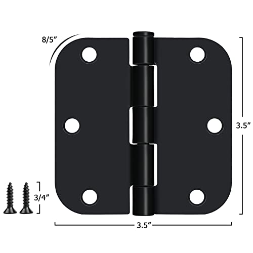 Egofine Door Hinges 12 Pack Matte Black Door Hinges, 3.5" X 3.5" Interior Door Hinges With 5/8" Radius Corners #TOP1