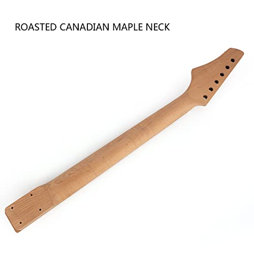 Roasted Canadian Maple Neck Diy Electric Guitar Kit Unfinished Cutted Headstock Mahogany Body Maple Rosewood Fingerboard Fretboard All Parts Included (Tl Fhole Maple Fretboard) #TOP3