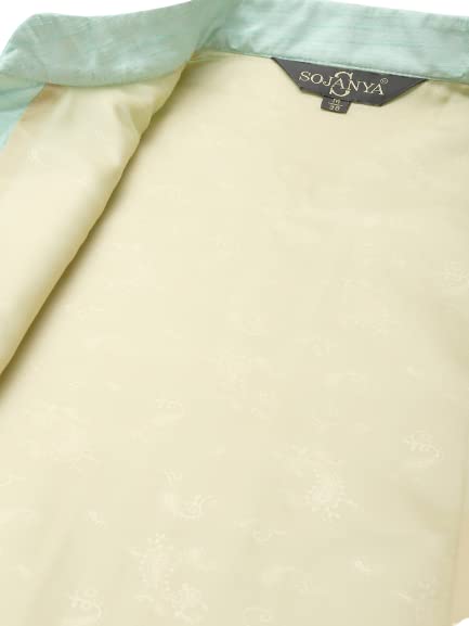 Image of SOJANYA (Since 1958, Men's Silk Blend Grey Kurta Pyjama & Silk Blend Jacket Combo