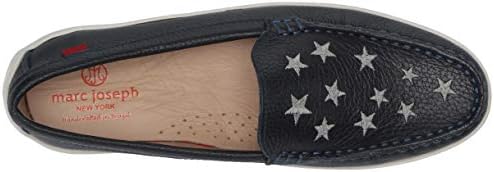 Marc Joseph New York Unisex Leather Driver with Gold Star Detail Loafer, navy grainy, 5.5 M US Little Kid | Image 4