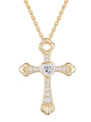 Gold - Heart Cross - Moissanite