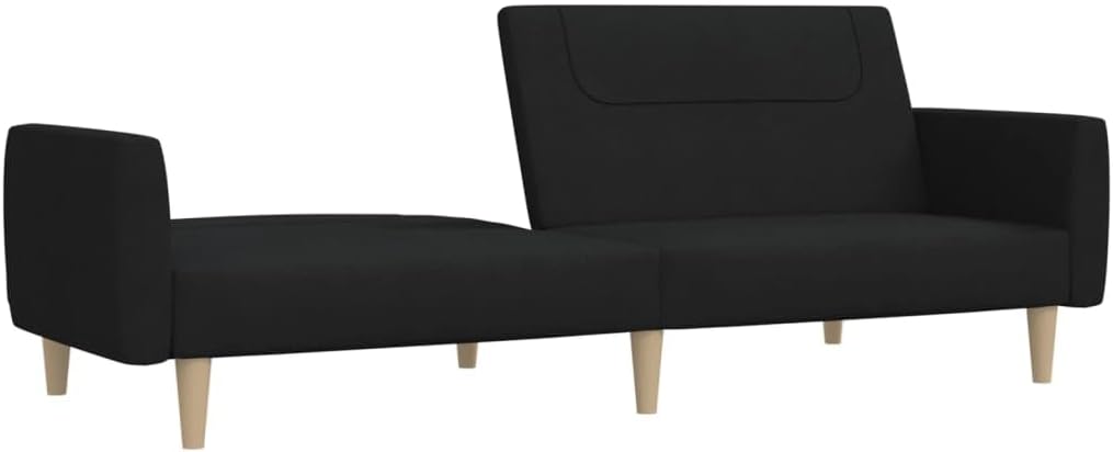Sofa Bed Black Fabric (100% Polyester) Living Room Furniture