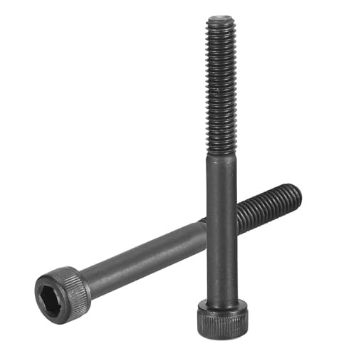 Boulons à six pans creux M6x55 filetés acier noir 12.9, vis tête cylindrique pour mécanique
