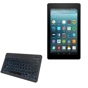 BoxWave Keyboard Compatible with Amazon Fire HD 10 (7th Gen 2017) - SlimKeys Bluetooth Keyboard - with Backlight, Portable Slim LED 7 Colors - Jet Black