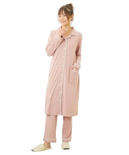 [ニッセン] ルームウェア・パジャマ 【産前・産後 授乳服】 カットソー素材で着心地ラク！ 綿混スムース前開きマタニティパジャマ グレイッシュピンク マタニティLの商品画像（Amazon）