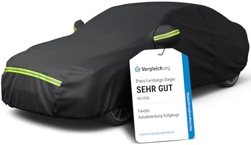 Favoto Autoabdeckung Winter Vollgarage Auto Abdeckplane Staubdicht Wasserdicht Autohülle Autoplane Car Cover für 450-495 cm Limousine Schwarz 490cm x 190cm x 150cm 2.95kg