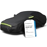 Favoto Autoabdeckung Winter Vollgarage Auto Abdeckplane Staubdicht Wasserdicht Autohülle Autoplane Car Cover für 435-470cm Limousine Schwarz 465cm x 190cm x 150cm 2.8kg
