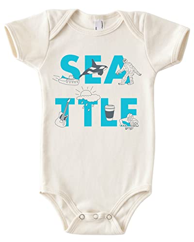 Image of MAPTOTE Font One Piece-Unisex Baby Organic Cotton Short Sleeve Bodysuits-Various Sizes 3-18 Months-City Specific-Made in USA