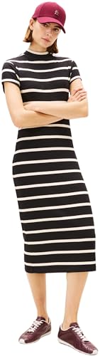 Robe femme Tommy Hilfiger Slim 5x2 Rib Mock-NK col montant robe moulante chic
