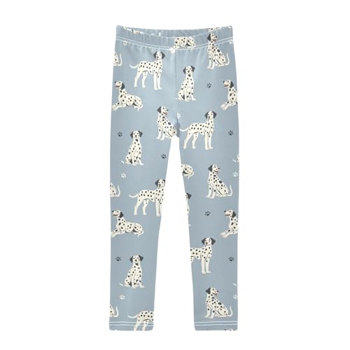 CaTaKu Girls' Leggings Dalmatian Dogs Paw Prints Toddler Leggings for Girls Kids Pants Size 4-10T