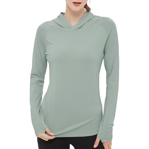netdraw Women's Ultra-Soft Bamboo Viscose Hoodie UPF 50+ Sun Protection Long Sleeve Shirt (Sage, Medium)