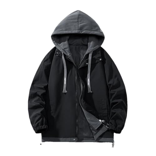 Vsadsau Men Fake Two Piece Hoodies Jacket Patchwork Outwear Male Coats Spring Unisex Jacket