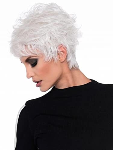 Pixie Cut Silver Wig, Slanted Bangs, Short Curly Hair, Fluffy White Wig, Middle-Aged and Elderly Womens Natural Hair for Daily Use - Image 3