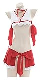 Poliéster YYAN Mujer japonés Sexy Bruja Cosplay lencería Kawaii Anime Bikini Kimono Disfraz de jami Gente Juego de rol Outfit Lolita Ropa Interior Rojo