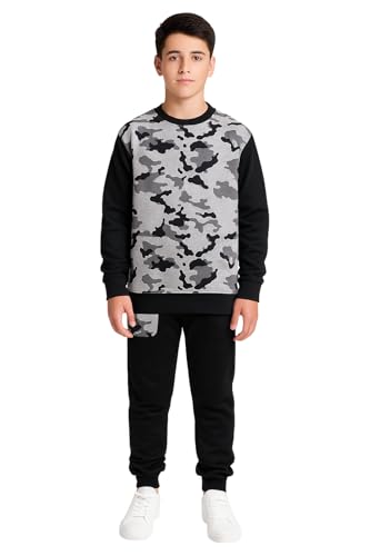 Bahob® Boys Girls Tracksuit, Unisex Jumper Sweatshirt and Jogger Bottoms Tracksuit Set for Kids 3-14 Years (BFTS-52-C, 13-14 Years)