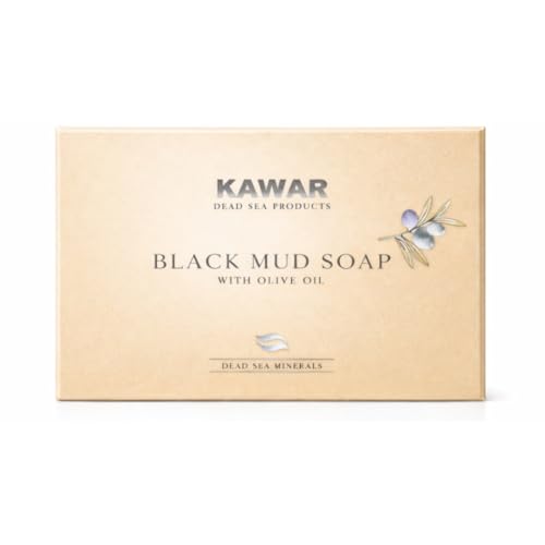 KAWAR Dead Sea Black Mud Soap with Shea Butter & Olive Oil - Relief for Acne, Psoriasis & Eczema - Moisturizing Vegan Bar for Men & Women - For Oily to Normal Skin, 4.2 oz