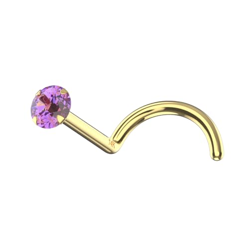 Generic 14K Gold 2.5mm Amethyst Nose Screw