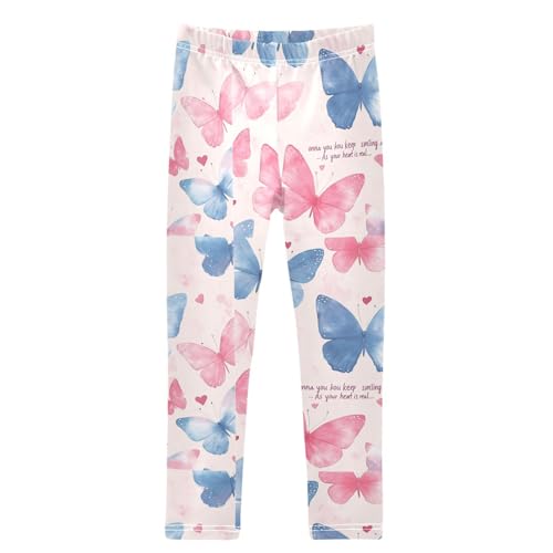 Boccsty Wallpaper Pink Blue Butterflies Girls Leggings Kids Yoga Pants Dance Active Tights 4T