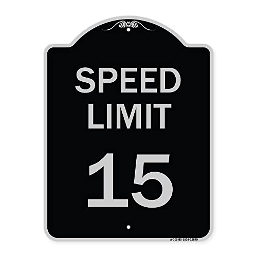 SignMission Designer Series Sign - Speed Limit 15 Mph | Black & Silver 18" x 24" Heavy-Gauge Aluminum Architectural Sign | Protect Your Business & Municipality | Made in The USA