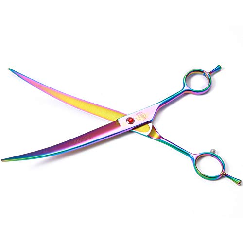 Image of Moontay Professional Dog Grooming Scissors Set, 7 Inch /8 Inch Pet Grooming Scissors Chunkers Shears for Dog, Curved Dog Grooming Scissors, Thinning Shears for Dog with Grooming Comb