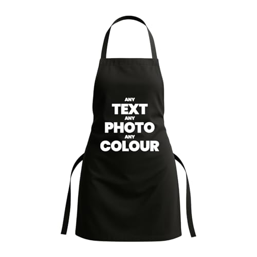 Belarte Custom Apron for Adults Personalised Cooking BBQ & Craft Apron Unisex One Size Gift for Men & Women (Black)