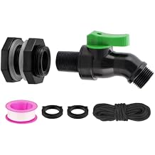 Plastic Rain Barrel Spigot Kit, High Flow Water Barrel Faucet, 3/4 PVC Rain Barrel Valve with Bulkhead Fitting for Outdoor Plastic Bucket Garden Barrels