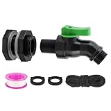 Plastic Rain Barrel Spigot Kit, High Flow Water Barrel Faucet, 3/4 PVC Rain Barrel Valve with Bulkhead Fitting for Outdoor Plastic Bucket Garden Barrels