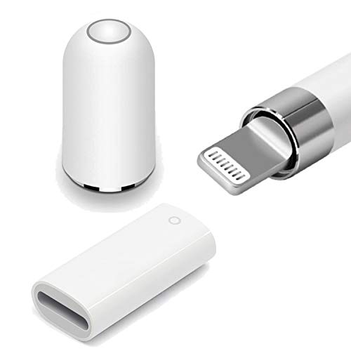 Replacement Ipencil Magnetic Replacement Caps + Charging Adapter for Apple Pencil Compatible