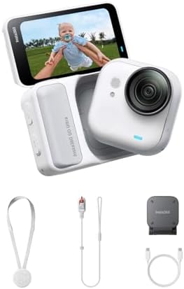 Insta360 GO Ultra - Small 4K Vlogging Camera, Hands-Free, POV Cam, 1/1.28" Sensor, 53g Lightweight, 156° FOV, 200 Min Battery Life, Magnetic Wearable Action Camera for Sports, Vlog
