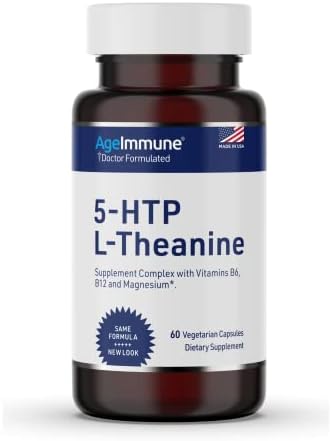 Serenity Formula for Stress Relief for Teens and Adults with 5-HTP, L-Theanine, Vitamin B6, Vitamin B12, Magnesium. 60 Veggie Capsules. Doctor Formulated, Magnesium Stearate Free. Product Image