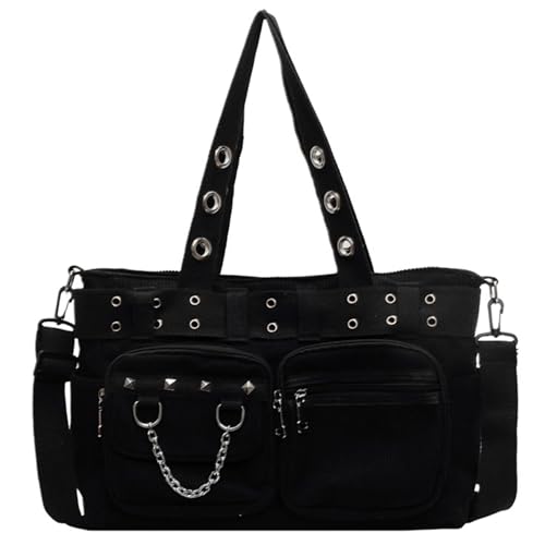 AZIDWERYQ Sac à main gothique Punk Goth, sacoche avec bandoulière, capacité, fourre-tout Emo Goth avec multi-poches pour femmes