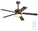 RSTJ-Sjef Ventilatore da Soffitto A 5 Pale da 52 Pollici, Luce del Ventilatore Silenziosa con Luce LED Dimmerabile E Telecomando, Motore Reversibile E 6 velocità del Vento
