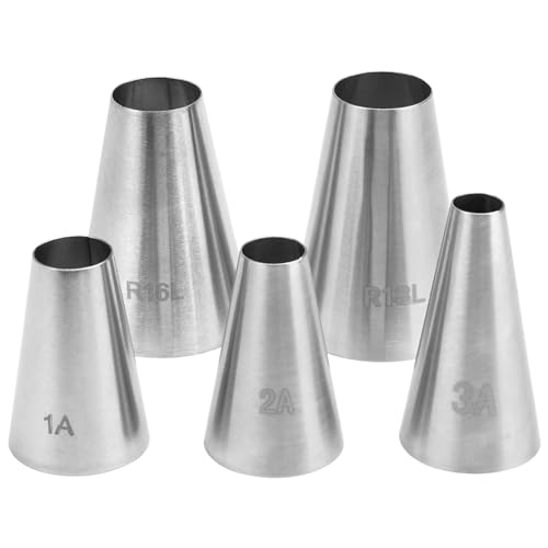EXIN DEHCEN Lot de 5 Douille Patisserie Professionnelle, Douilles à Pâtisserie Glaçage en Acier Inoxydable Forme Ronde, Douilles Patisserie Pour Décoration De...