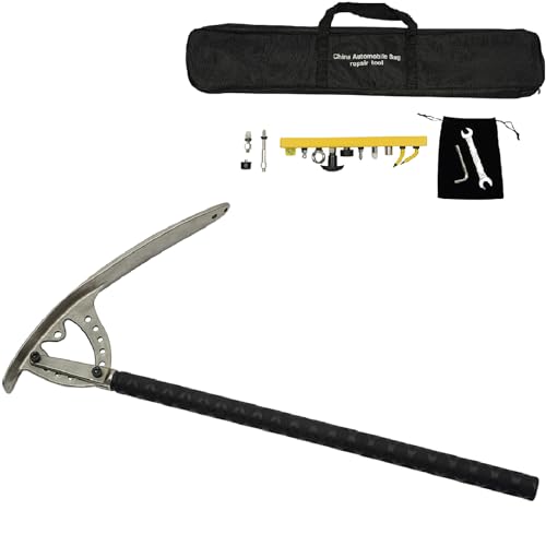 Ongniong Car Fender Damage Repair Tools Angle Adjustable Auto Fender Repair Kit with Ergonomic Long Handle Portable Stainless Steel Car Dent Removal Kit with Storage Bag, M8 Thread