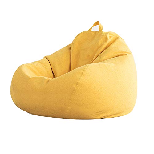 XGGYO Sitzsack Stuhlbezug, Sitzsäcke mit Hoher Rückenlehne Sofabezug Recliner Gaming Aufbewahrungstasche für Indoor Outdoor Bean Bag Stuhl (Keine Füllung) / Gelb / 120 x 120 cm Cover