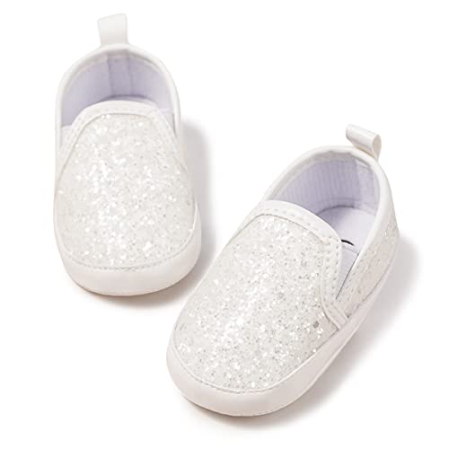 Image of KIDSUN Infant Baby Boys Girls Sneaker Leather Soft Sole Anti-Slip Newborn Toddler White Casual Shoes First Walker Crib Shoes