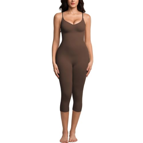 Image of Tummy Control Bodysuits Full Body Suit Shapewear One Piece Capri Jumpsuits for Women