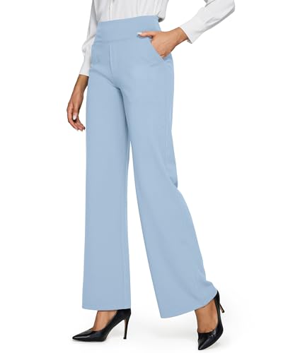Image of G4Free EverGoing Yoga Pants Women Wide Leg Pants with Pockets High Waist Stretch Dress Casual Sweatpants Petite /Regular /Tall