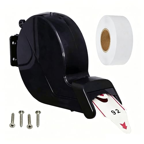 Take-A-Number Dispenser (Black) with Ticket Roll (2-Digit) for Waiting Customers - Queue Management Machine for Deli Counter, Fast Food, DMV, Post Office, Clinic, Pharmacy