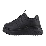 Ital Design Damenschuhe Freizeitschuhe Sneakers Low, 19341-, Kunstleder, Schwarz, Gr. 39
