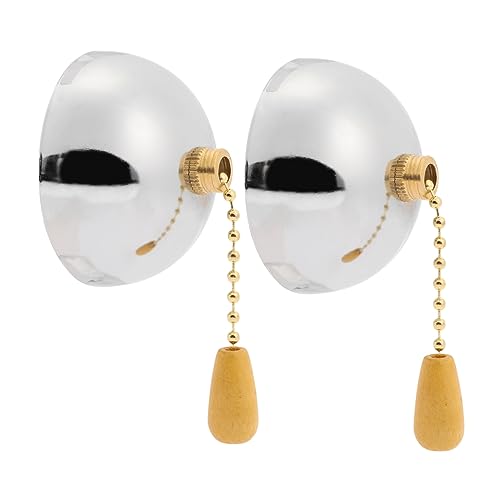 FONDOTIN 2 piezas Interruptor de Pared con Cuerda de Tracción Cromada para Lámparas y Ventiladores de Techo Accesorio Práctico y Duradero para Reemplazo Fácil