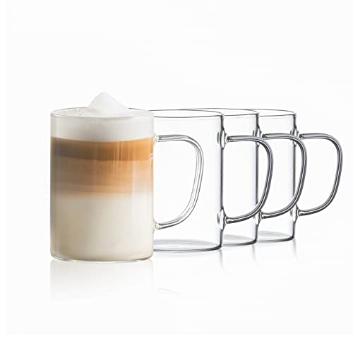 Red Rocks Espresso Cups – Set Of 4 Espresso Glass Cups With Handles – 4Oz Clear Coffee Cups – Clear Glass Coffee Mugs For Hot Beverages, Espresso, Tea – Lead-Free Borosilicate Glass Cups Set #TOP2